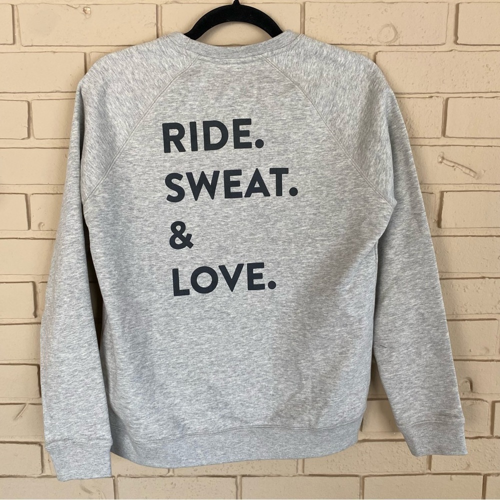 Peloton Sweatshirt Womens Small S Gray Pullover Crewneck Heart Ride Sweat Love - Picture 3 of 7